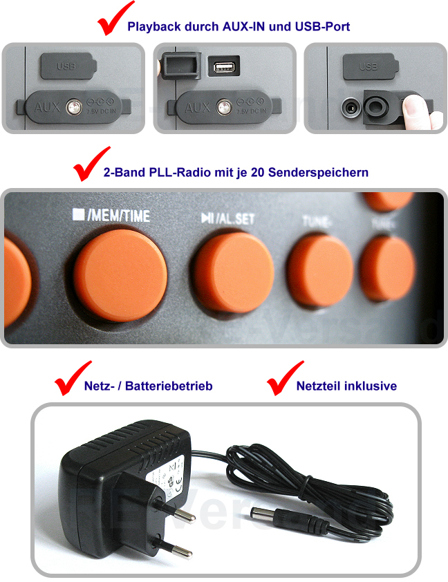 Clatronic BR 834 Baustellenradio USB  AUX IN Senderspeicher